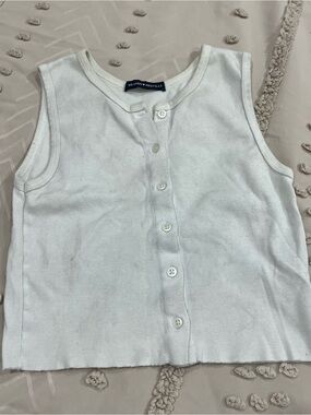 Brandy Melville White Button-Up Tank